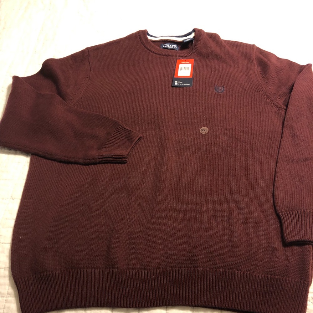NWT Men’s Chaps sweater.  100% cotton. Burgundy